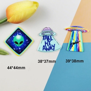 Pendentifs extraterrestres OVNI en acrylique pour bijoux DIY et porte-clés rigolos