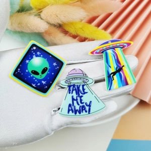 Pendentifs en acrylique alien et OVNI avec texte TAKE ME AWAY pour la création de bijoux