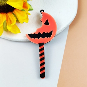 Halloween Pumpkin Lollipop Acrylic Pendant Fun Jack-o-lantern Striped Charm For DIY Earrings Keychain Jewelry Making Accessory