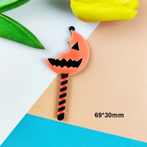 Halloween pumpkin lollipop acrylic charm for DIY earrings and keychains 69*30mm
