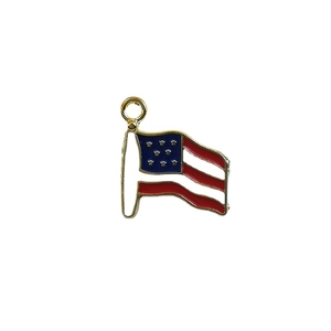 US flag pendant with red blue white enamel and gold metal edge for DIY jewelry making