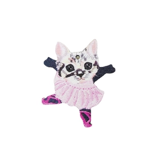 Ciondolo gatto con tutù rosa in legno stampato per creazioni di gioielli fai da te