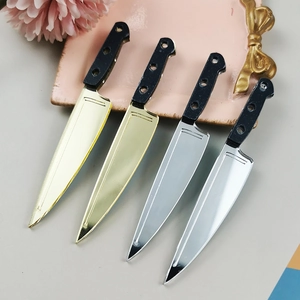 Halloween acrylic kitchen knife charms in gold and silver finish for DIY jewelry