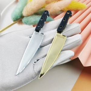 Creative Halloween fruit knife acrylic pendants in metallic gold and silver finishes
