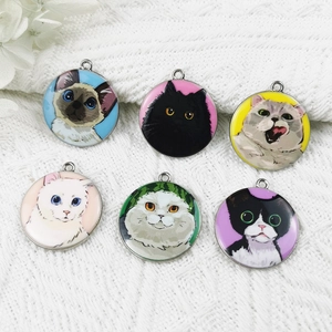 Set di 6 ciondoli gatto colorati in lega per gioielli fai-da-te e orecchini fatti a mano