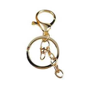 Polierter goldener Schlüsselanhänger mit flachem Ring und Verlängerung für DIY Taschen