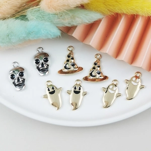 Halloween Ghost Skull Witch Hat Alloy Enamel Pendants For DIY Jewelry Making Earrings Necklace Bracelet Decoration