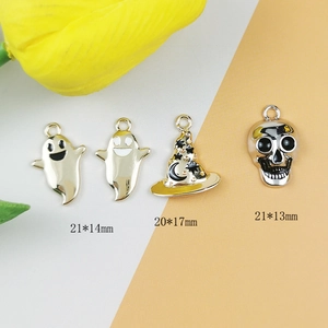 Halloween alloy charms set with ghost skull and wizard hat for jewelry making