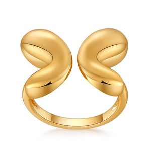 Moderner 18k vergoldeter abstrakter geometrischer offener Ring mit Flügeldesign
