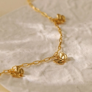 Elegante 18K vergulde vlinder enkelbandje met paperclip schakels voor dames sieraden