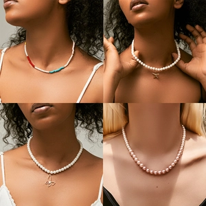 Vintage 18K Verguld Koperen Kunstparelketting Elegant Kunstparelmoer Hanger Sleutelbeen Ketting Halsketting Voor Vrouwen Sieraden