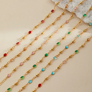 Bohemian 18K Gold Plated Copper Anklet With Colorful Teardrop Glass Stones And Beads Adjustable Summer Beach Foot Jewelry