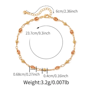 Detailed technical drawing of a gold anklet showing exact dimensions and weight specs
