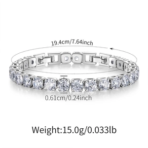 Detailed size specifications of the sparkling silver tennis bracelet with cubic zirconia