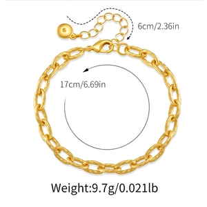 Detailansicht der 18K vergoldeten Kette mit 17cm Länge und sicherem Karabinerverschluss