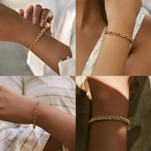 18K Vergoldetes Kupfer Kettenarmband Für Damen Minimalistisch Verstellbar Rolo Cable Rhinestone Herz Armband Schmuck