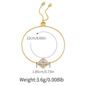 Detailed size specifications for gold plated adjustable diamond heart bracelet