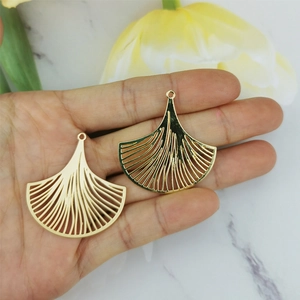 Golden ginkgo leaf shaped hollow pendants for DIY earring making jewelry accessories