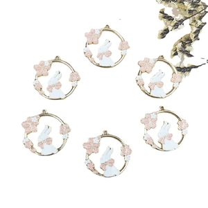 6pcs DIY Rabbit Wreath Enamel Pendants for Jewelry Making necklaces and earrings