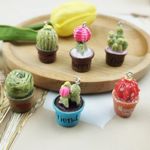 Ciondoli Piante Grasse Cactus in Resina 3D Con Anello in Metallo Per Gioielli Fai Da Te Portachiavi Accessori Borsa Ciondoli Carini