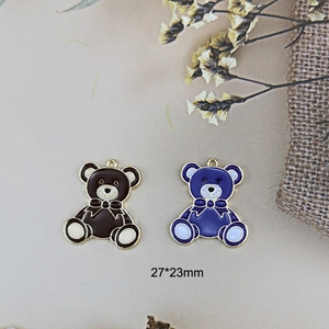 Pendentifs ours en alliage émaillé avec nœud papillon pour porte-clés DIY bijoux