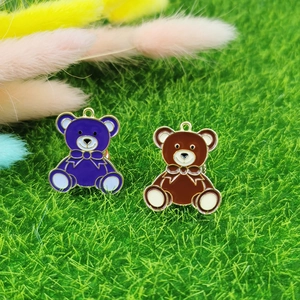 Pendentifs ours émaillés violets et bruns avec bords dorés pour la création de bijoux DIY