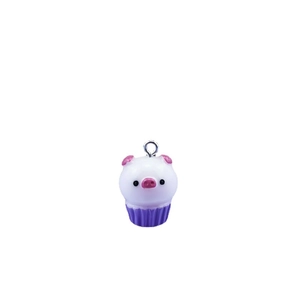 Χαριτωμένο μενταγιόν γουρουνάκι cupcake από ρητίνη με μεταλλικό δακτύλιο για DIY