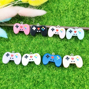 Set of 8 colorful resin mini game controller charms for DIY jewelry and keychain making