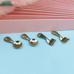 Vintage Alloy Spoon Fork Charms Antique Electroplated Metal Tableware Pendants For DIY Necklace Keychain Jewelry Making Accessories