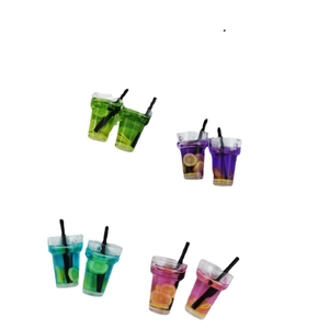 Mini gobelets en résine avec tranches de citron et pailles pour bijoux DIY et loisirs créatifs