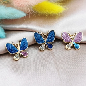 Legering Strass Vlinder Bedeltjes Voor Sieraden Maken DIY Oorbellen Ketting Hangers Met Emaille Druppel Glitter Vlinder Accessoire