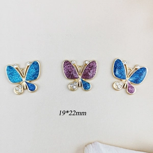 Glinsterende vlinderbedeltjes voor DIY-sieraden met glitter en strass 19x22mm
