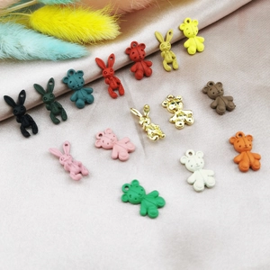 Matte candy color bear and rabbit alloy charms for DIY jewelry making accessories