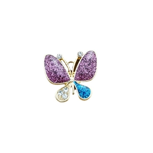 Glinsterende vlinder hanger met paarse en blauwe glittervleugels en strass