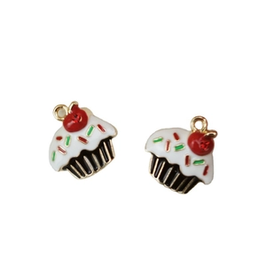 DIY colorful enamel cupcake charms with cherry top for jewelry making and earrings