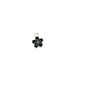 DIY black and white five-petal flower alloy enamel pendant for jewelry making