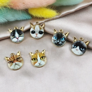 Pendentifs en Alliage d'Émail Tête de Chat Réalistes pour la Fabrication de Bijoux DIY Breloques Visage d'Animal