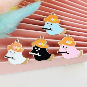 Halloween Ghost Witch Hat Metal Enamel Charms Pendant For DIY Necklace Keychain Jewelry Making Craft Accessories Women