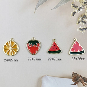 Pendentifs en alliage fruits DIY avec motifs orange fraise et pastille et dimensions