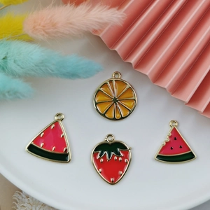 Pendentifs en alliage de fruits colorés fraise et pastèque pour la création de bijoux DIY
