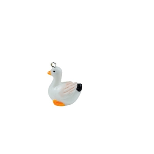 Pendentif oie en résine 3D avec bec orange pour la fabrication de bijoux DIY