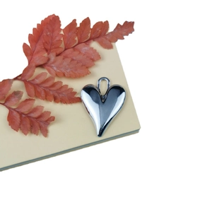 Pendentif coeur argenté poli au design géométrique pour la création de bijoux DIY