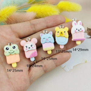 DIY resin cartoon animal ice cream pendants featuring rabbit frog bear styles for keychains