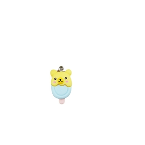 Cartoon bear ice cream resin pendant with metal loop for DIY keychain accessories