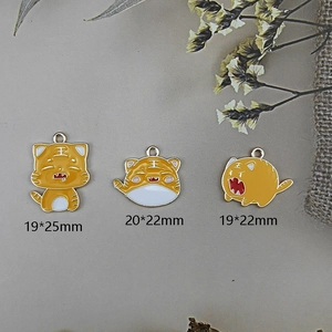 Three cute DIY tiger pendants made of enamel alloy for jewelry and keychain making