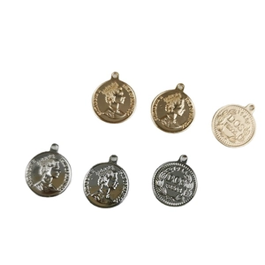 Vintage coin pendants with portrait embossing for DIY necklaces and bracelets, set of 6