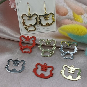 Hollow Tiger Head Metal Pendant For DIY Jewelry Making Alloy Metallic Chinese Style Animal Charm Earring Accessories