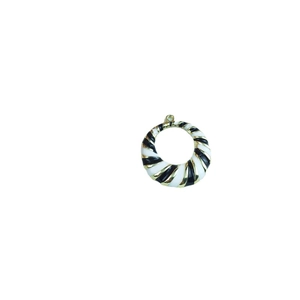 Minimalist black and white enamel round pendant charm with spiral texture for jewelry making