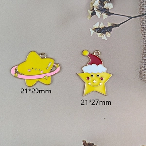 DIY Christmas star and hat enamel charms for earrings and keychain accessories