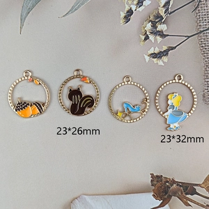Cartoon squirrel and pine cone alloy pendants with princess high heels for DIY jewelry